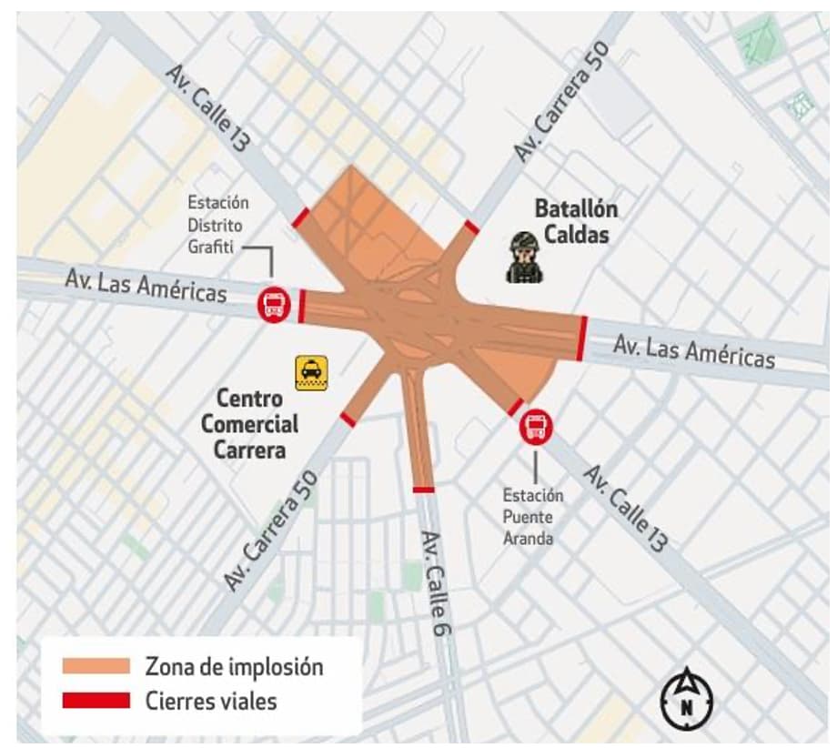 Imagen de apoyo de  El domingo 12 de octubre sera la implosion controlada de puentes de la avenida de Las Americas con calle 13 en Bogota