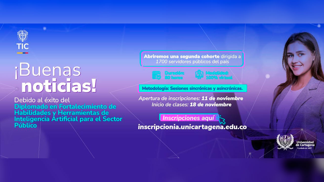 Imagen de apoyo de  MinTIC y Universidad de Cartagena abren 1700 nuevos cupos en diplomado de inteligencia artificial