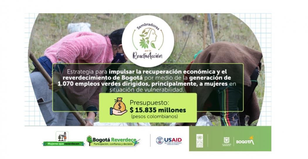 Imagen de apoyo de  Bogota abrio convocatoria para 1070 mujeres Sembradoras por la ReactivAccion