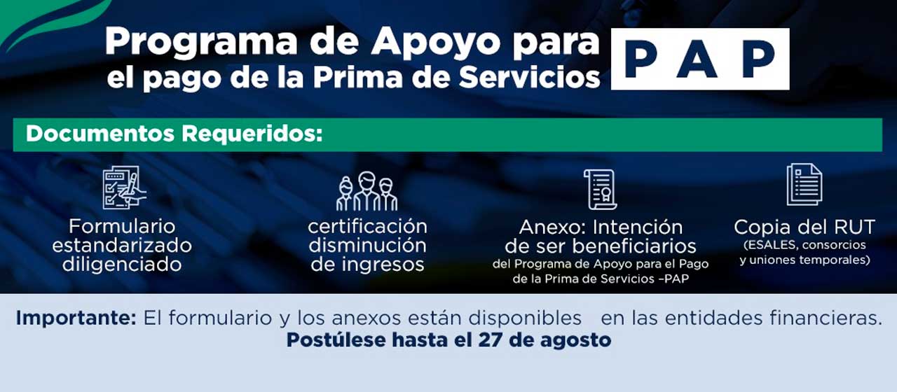 Imagen de apoyo de  Abierta convocatoria al Programa de Apoyo al Pago de la Prima de Servicios PAP