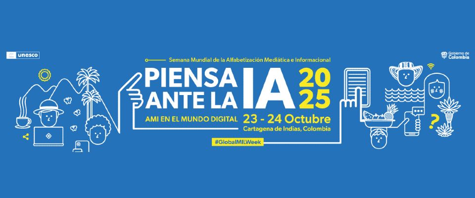 Imagen de apoyo de  Lanzamiento de la Semana Mundial de Alfabetizacion Mediatica Informacional AMI 2025 de la Unesco  Piensa ante la IA  AMI en el mundo digital