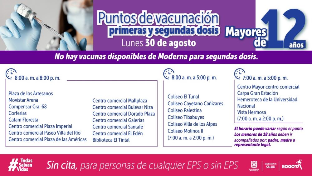Imagen de apoyo de Continua en Bogota la aplicacion de primeras dosis de vacunas contra COVID19