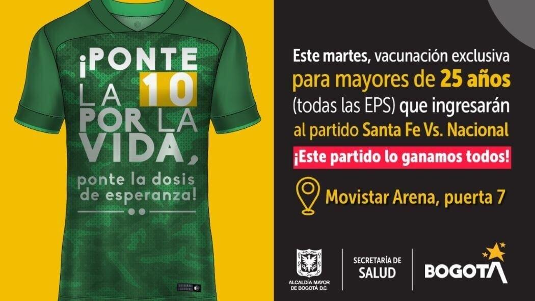 Imagen de apoyo de  Asistentes al partido Santa Fe Vs Nacional podran vacunarse en Movistar Arena