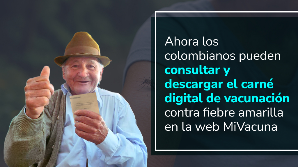 Imagen de apoyo de  Los colombianos pueden consultar y descargar el carne digital de vacunacion contra fiebre amarilla en la web MiVacuna