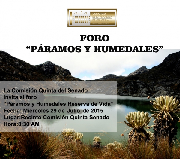 Imagen de apoyo de  Comision Quinta convoca este miercoles a foro sobre Paramos y Humedales