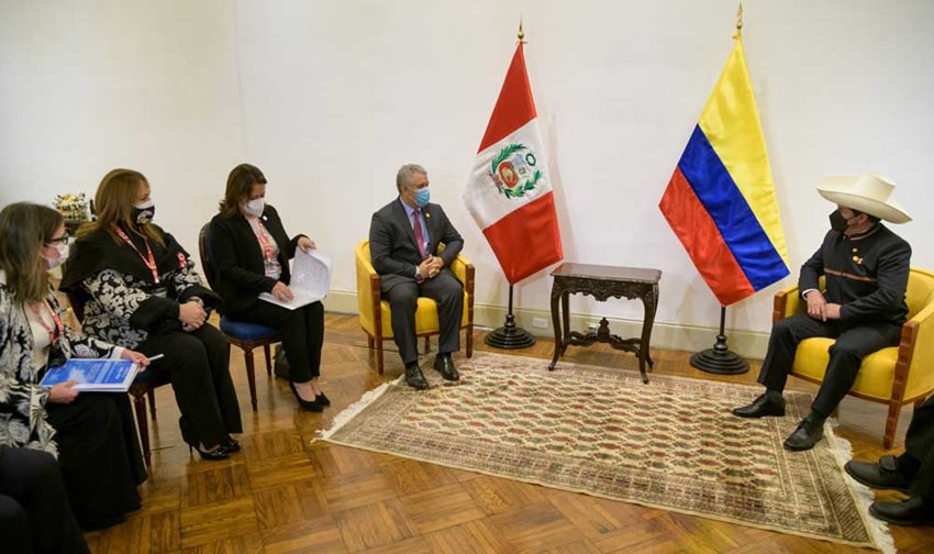 Imagen de apoyo de  Durante la posesion del Presidente del Peru Pedro Castillo el Gobierno de Colombia sostuvo varias reuniones bilaterales con representantes de esos paises