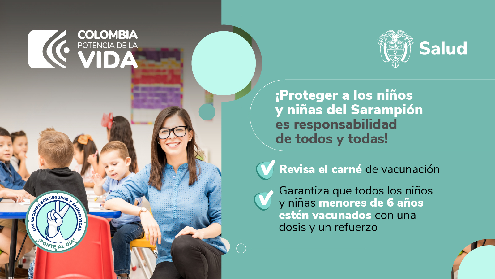 Imagen de apoyo de  MinSalud hace un llamado a familiares y cuidadores para poner al dia el esquema de vacunacion contra sarampion en nios y nias de todo el pais