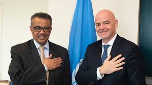 Imagen de apoyo de Se unen fuerza contra la lucha del COVID entre la FIFA y la OMS con el ACTogether