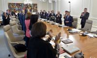 Imagen de apoyo de  Despedida del Presidente Santos en la ultima reunion del Consejo de Ministros