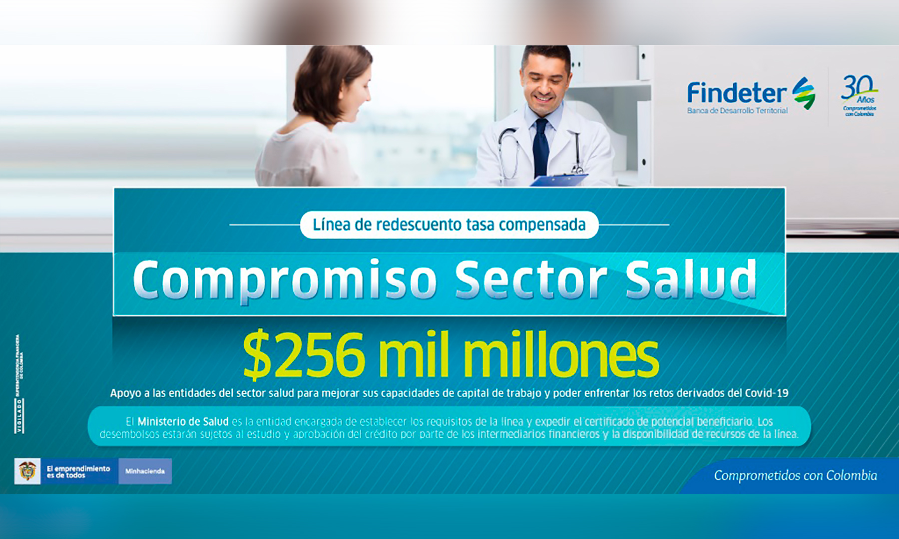 Imagen de apoyo de  Findeter con el apoyo de MinSalud lanza linea de tasa compensada Compromiso Sector Salud para apoyar con creditos a las IPS y EPS del pais