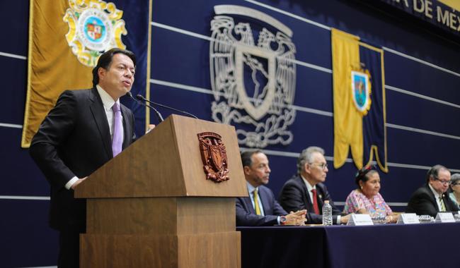 Imagen de apoyo de  La educacion es la gran apuesta del Gobierno de Mexico para una cultura de paz titular de la SEP Mario Delgado en la UNAM
