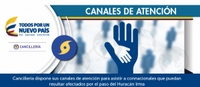 Imagen de apoyo de  Cancilleria dispone sus canales de atencion para asistir a connacionales que puedan resultar afectados por el paso del Huracan Irma